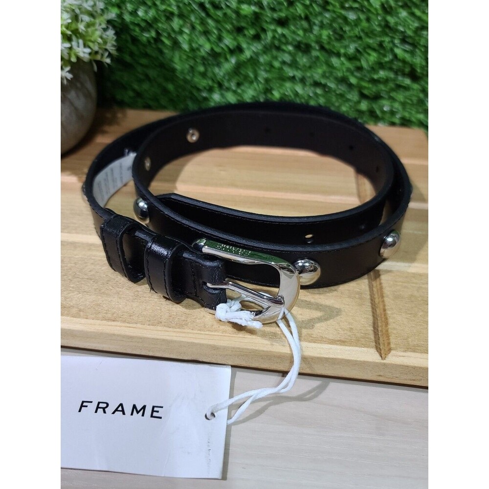 FRAME Twist Buckle Studded Leather Belt /Small Noir (Black) NWT